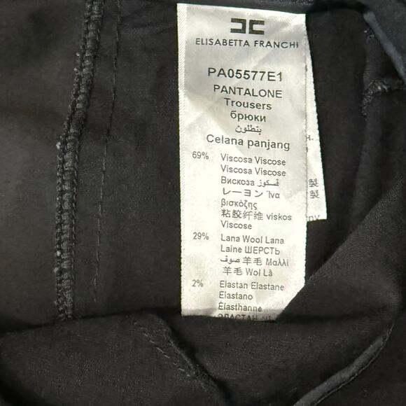 Elisabetta Franchi Black Pleated Wide Leg Pants Wool Blend Trousers sz 40 / 10 - Picture 4 of 12